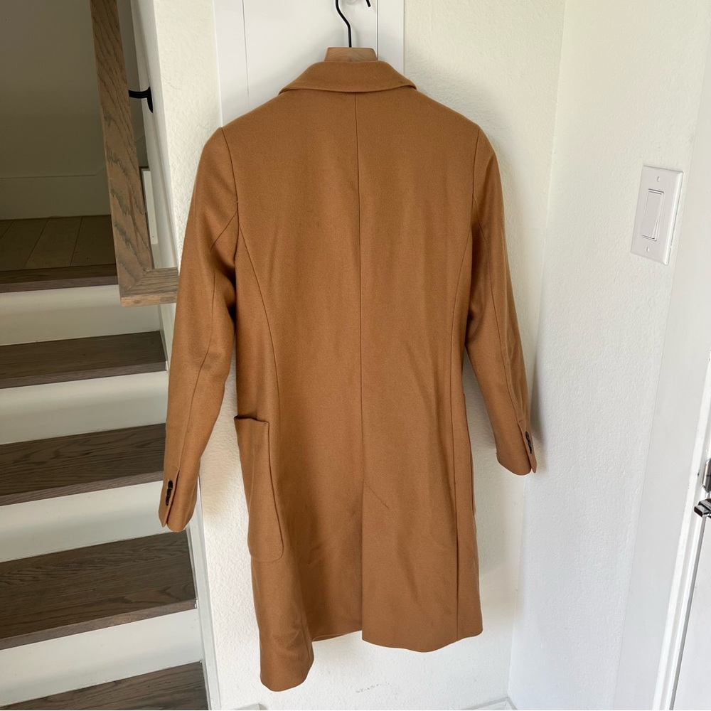Zara Long Wool Overcoat in Camel Brown - Picture 2 of 6